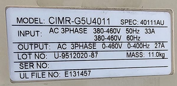 Our technicians have tested the Yaskawa AC Drive CIMR-G5U4011 to be in working conditions. With a 120-day warranty guarantee by us!