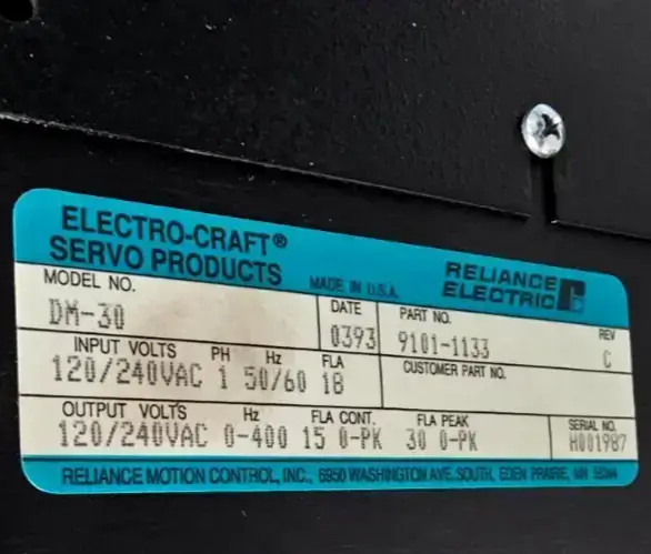 BRU-200-DM-30 Reliance Servo Drive
